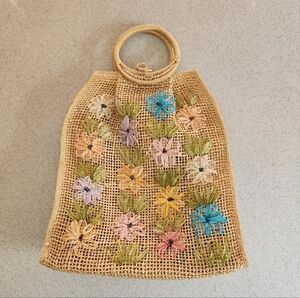 Vintage Raffia Woven Tote